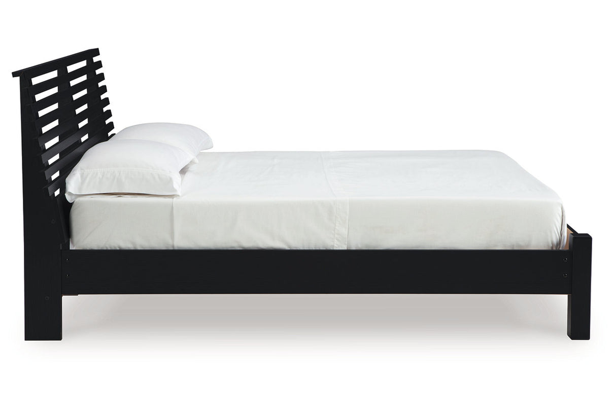 Danziar Black Queen Slat Platform Bed from Ashley Furniture - Luna Furniture