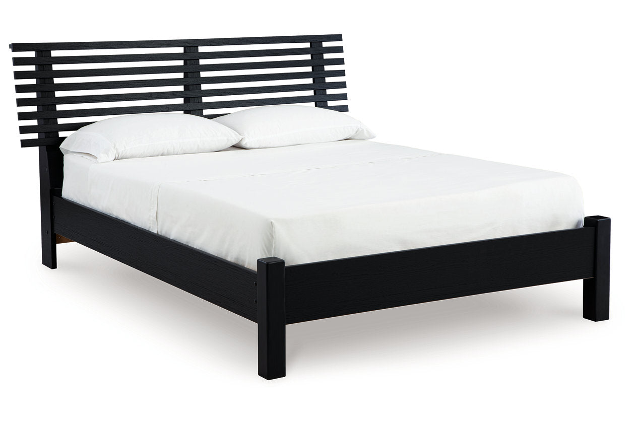 Danziar Black Queen Slat Platform Bed from Ashley Furniture - Luna Furniture