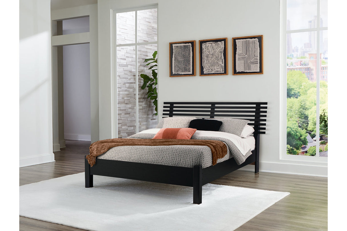 Danziar Black Queen Slat Platform Bed from Ashley Furniture - Luna Furniture