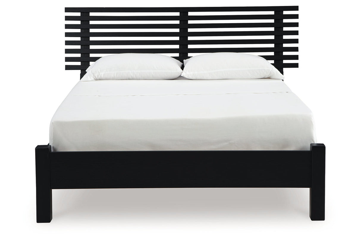 Danziar Black Queen Slat Platform Bed from Ashley Furniture - Luna Furniture
