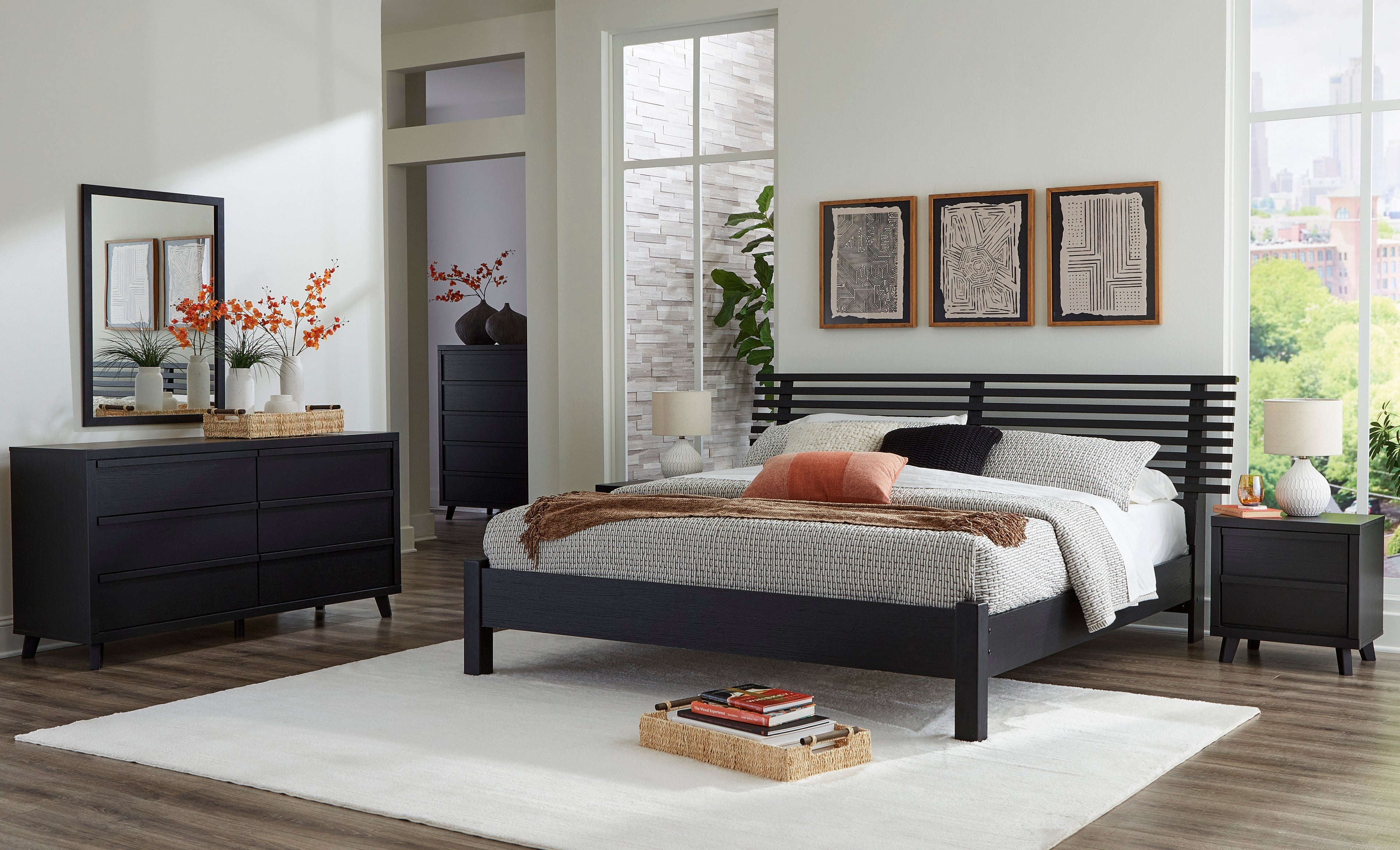 Danziar Black Slat Platform Bedroom Set – Luna Furniture