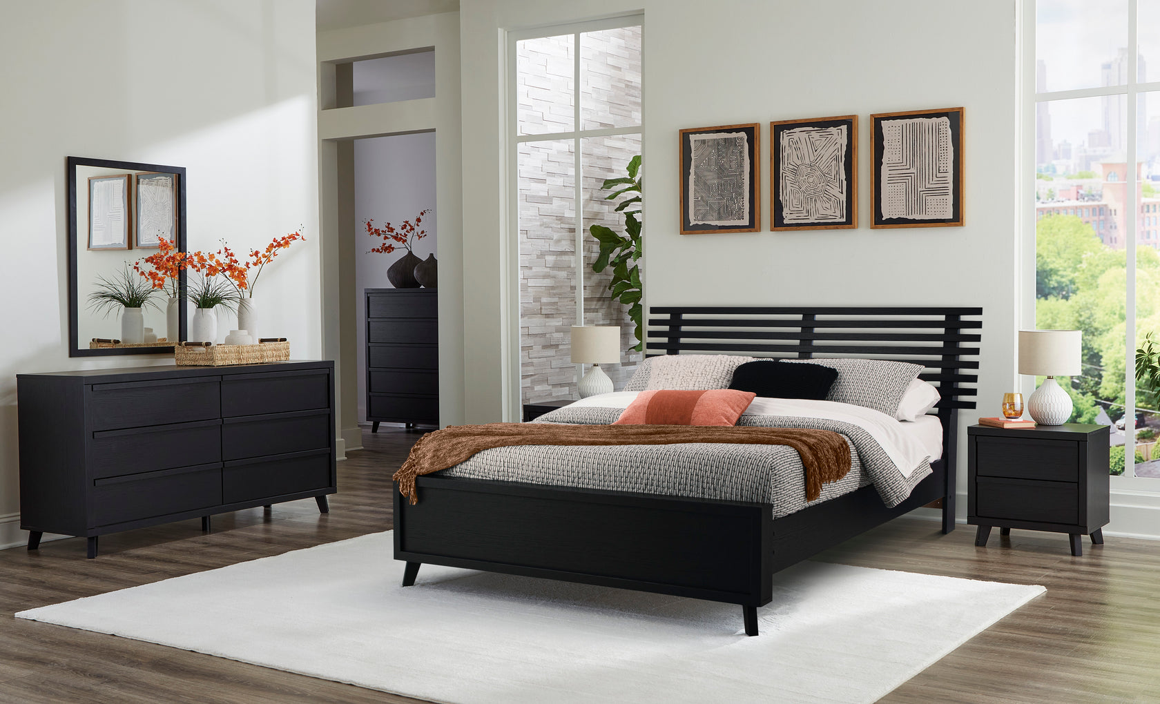 Danziar Black Slat Platform Framed Bedroom Set from Ashley - Luna Furniture