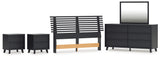 Danziar Queen Panel Headboard with Mirrored Dresser and 2 Nightstands in Black from Ashley - Luna Furniture