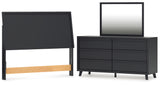 Danziar Queen Panel Headboard with Mirrored Dresser in Black from Ashley - Luna Furniture