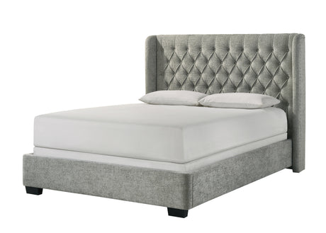 Daphne Light Gray Tweed Upholstered King Bed from Crown Mark - Luna Furniture