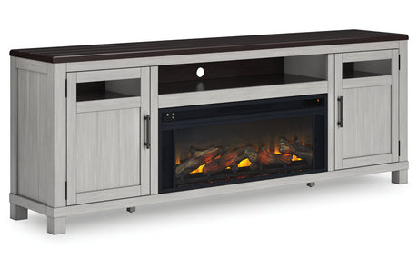 Darborn Gray/Brown 88" TV Stand with Electric Fireplace from Ashley - Luna Furniture