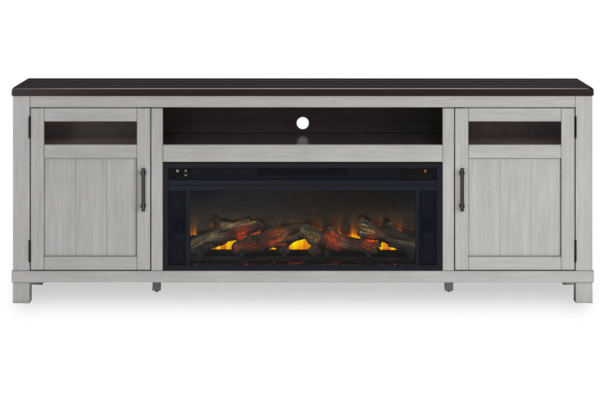 Darborn Gray/Brown 88" TV Stand with Electric Fireplace from Ashley - Luna Furniture