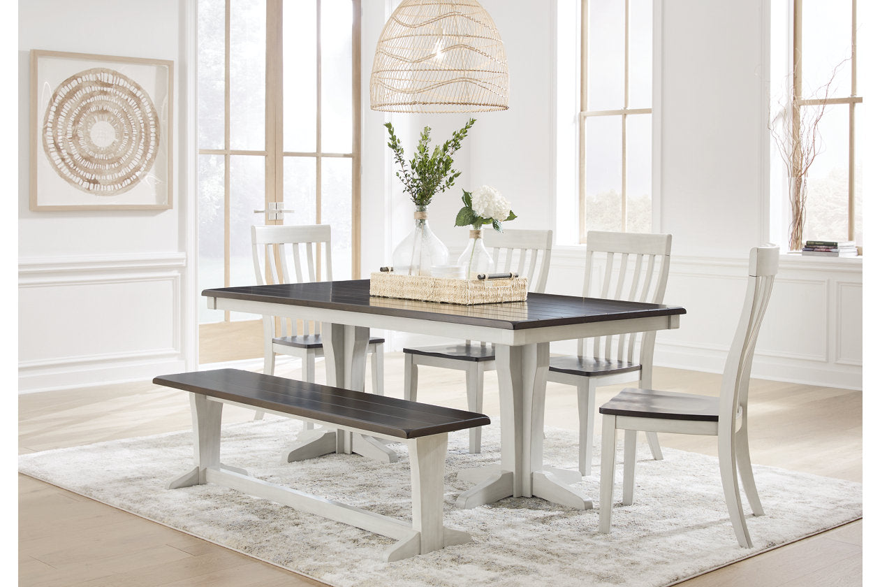 Darborn Gray/Brown Dining Table, 4 Chairs and Bench from Ashley - Luna Furniture