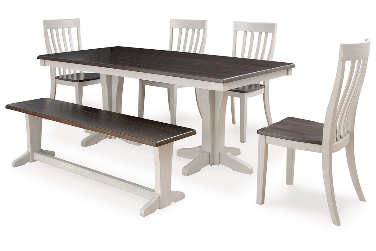 Darborn Gray/Brown Dining Table, 4 Chairs and Bench from Ashley - Luna Furniture