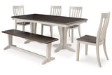 Darborn Gray/Brown Dining Table, 4 Chairs and Bench from Ashley - Luna Furniture