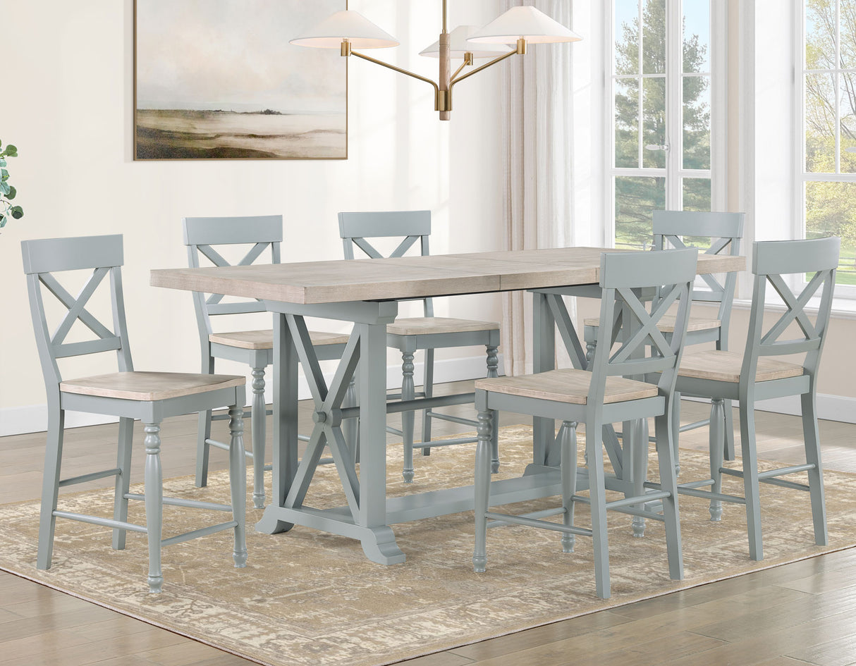 Darcy Mint Green/Natural Counter Height Dining Set with 18-inch Leaf from Steve Silver - Luna Furniture