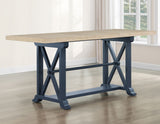 Darcy 64-82″Counter Table with 18-inch leaf, Midnight Blue and Natural Finish from Steve Silver - Luna Furniture