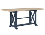 Darcy 64-82″Counter Table with 18-inch leaf, Midnight Blue and Natural Finish from Steve Silver - Luna Furniture