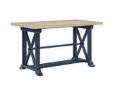 Darcy 64-82″Counter Table with 18-inch leaf, Midnight Blue and Natural Finish from Steve Silver - Luna Furniture