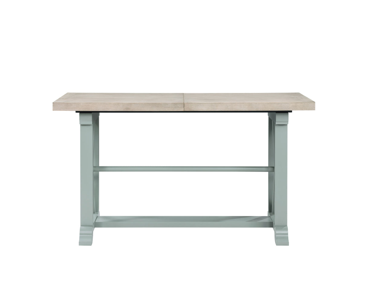 Darcy 64-82″Counter Table with 18-inch leaf, Mint Green and Natural Finish from Steve Silver - Luna Furniture