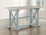 Darcy 64-82″Counter Table with 18-inch leaf, Mint Green and Natural Finish from Steve Silver - Luna Furniture