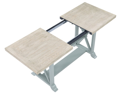 Darcy 64-82″Counter Table with 18-inch leaf, Mint Green and Natural Finish from Steve Silver - Luna Furniture