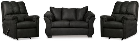 Darcy Black Loveseat and 2 Recliners from Ashley - Luna Furniture
