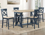 Darcy Midnight Blue/Natural Counter Height Dining Set with 18-inch Leaf from Steve Silver - Luna Furniture