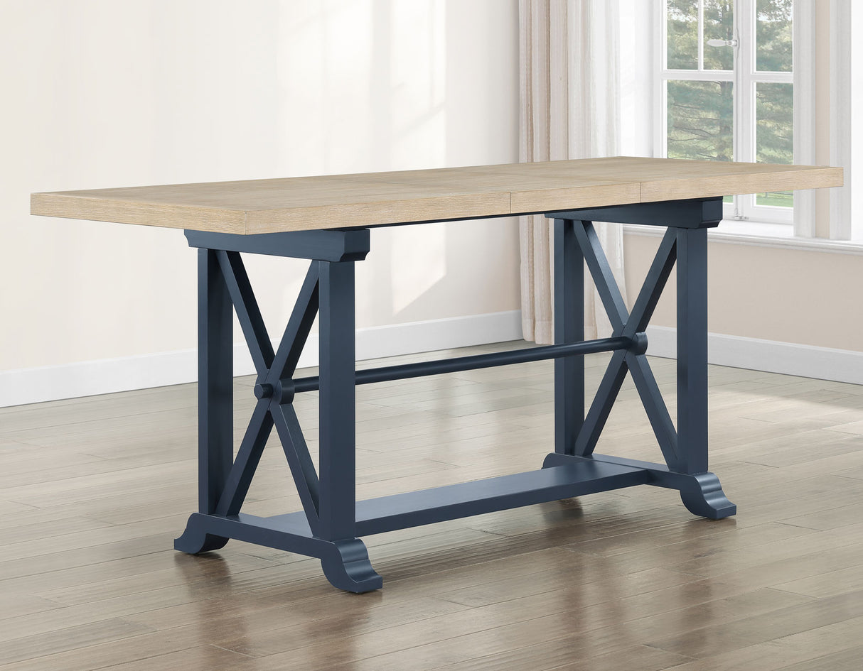 Darcy Midnight Blue/Natural Counter Height Dining Set with 18-inch Leaf from Steve Silver - Luna Furniture