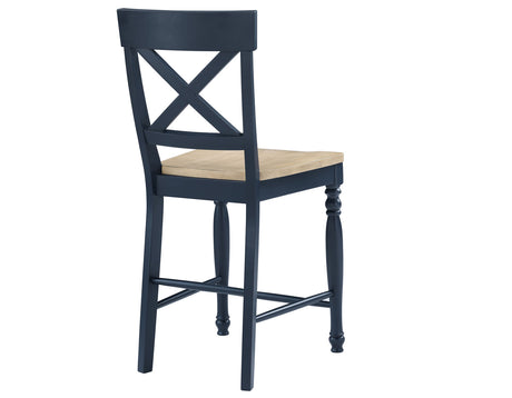 Darcy Midnight Blue and Natural Finish Solid Wood 24″ Counter Stool from Steve Silver - Luna Furniture