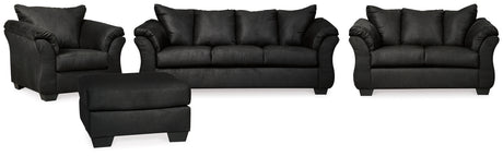 Darcy Sofa, Loveseat, Chair and Ottoman in Black from Ashley - Luna Furniture