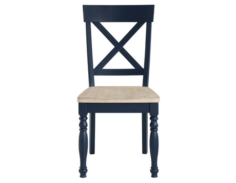 Darcy Solid Wood Side Chair, Midnight Blue and Natural Finish, Set of 2 from Steve Silver - Luna Furniture