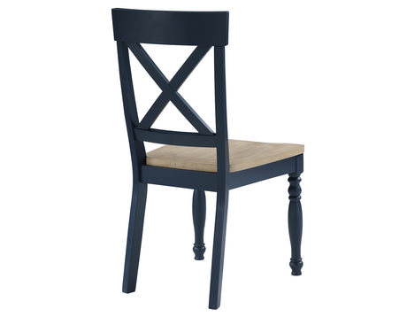 Darcy Solid Wood Side Chair, Midnight Blue and Natural Finish, Set of 2 from Steve Silver - Luna Furniture