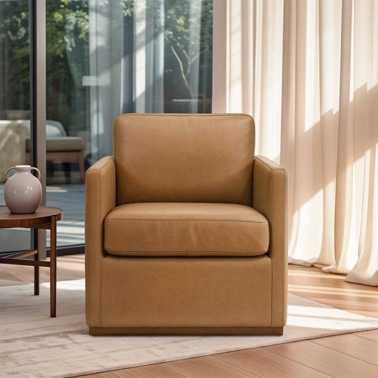 Darien Tan Leather Swivel Chair from Ashcroft Furniture - Luna Furniture