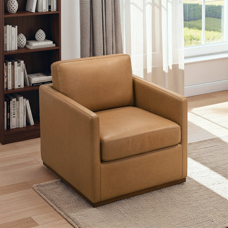 Darien Tan Leather Swivel Chair from Ashcroft Furniture - Luna Furniture