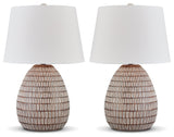 Darrich 2-Piece Table Lamp Set in Beige/White from Ashley - Luna Furniture