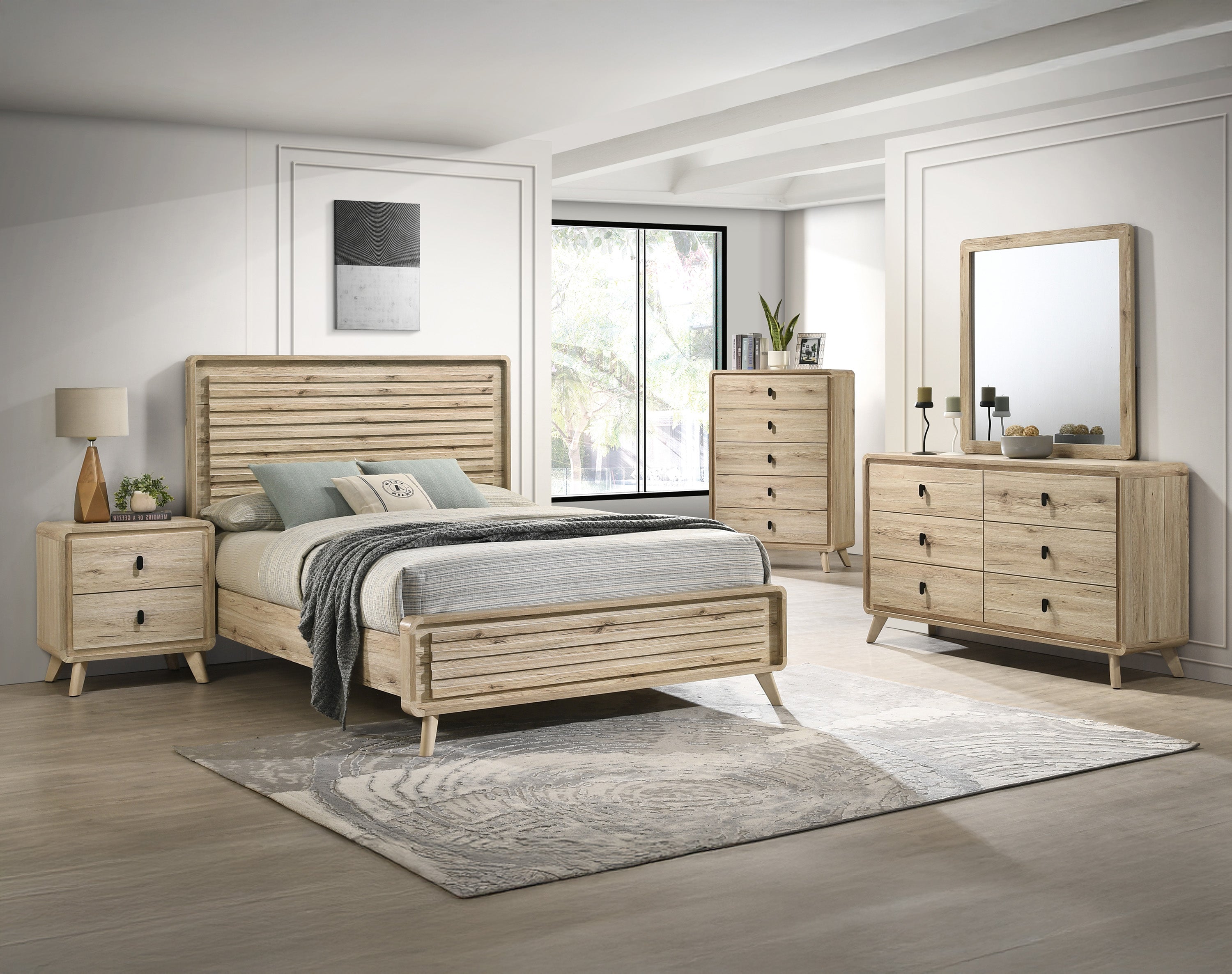 Dawson Light Wood Panel Bedroom Set – Luna Furniture Dawson Light Wood Panel Bedroom Set – Luna Furniture