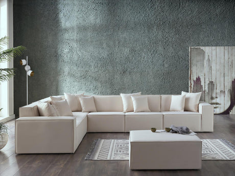 Daya Manori Ekru Ottoman from Bellona - Luna Furniture