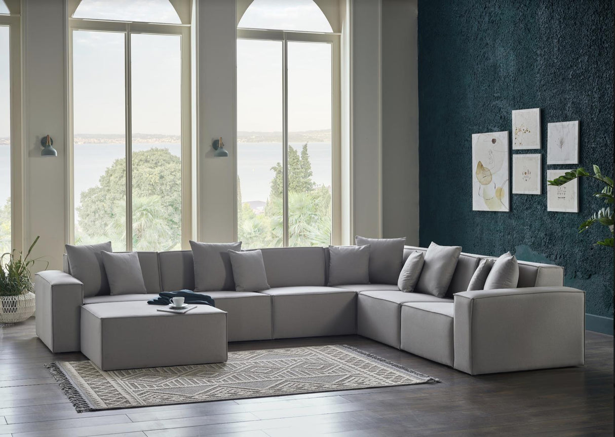 Daya Manori Grey Ottoman from Bellona - Luna Furniture
