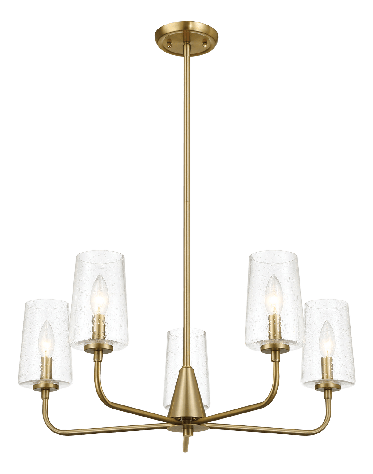 Dazzle Five Lights Chandelier With Clear Seeded Glass -Satin Brass from Midinmod - Luna Furniture