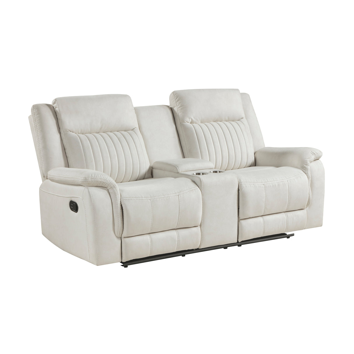 Dean Beige Double Reclining Loveseat with Center Console from Homelegance - Luna Furniture