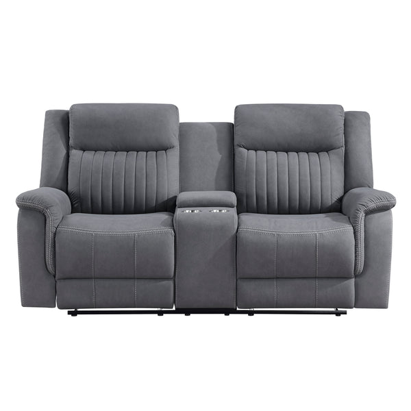 Dean Gray Double Reclining Loveseat with Center Console