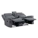 Dean Gray Double Reclining Loveseat with Center Console from Homelegance - Luna Furniture