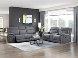 Dean Gray Double Reclining Loveseat with Center Console from Homelegance - Luna Furniture