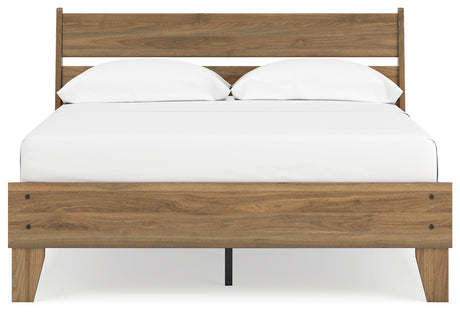 Deanlow Full Platform Panel Bed with Dresser, Chest and 2 Nightstands in Honey from Ashley - Luna Furniture