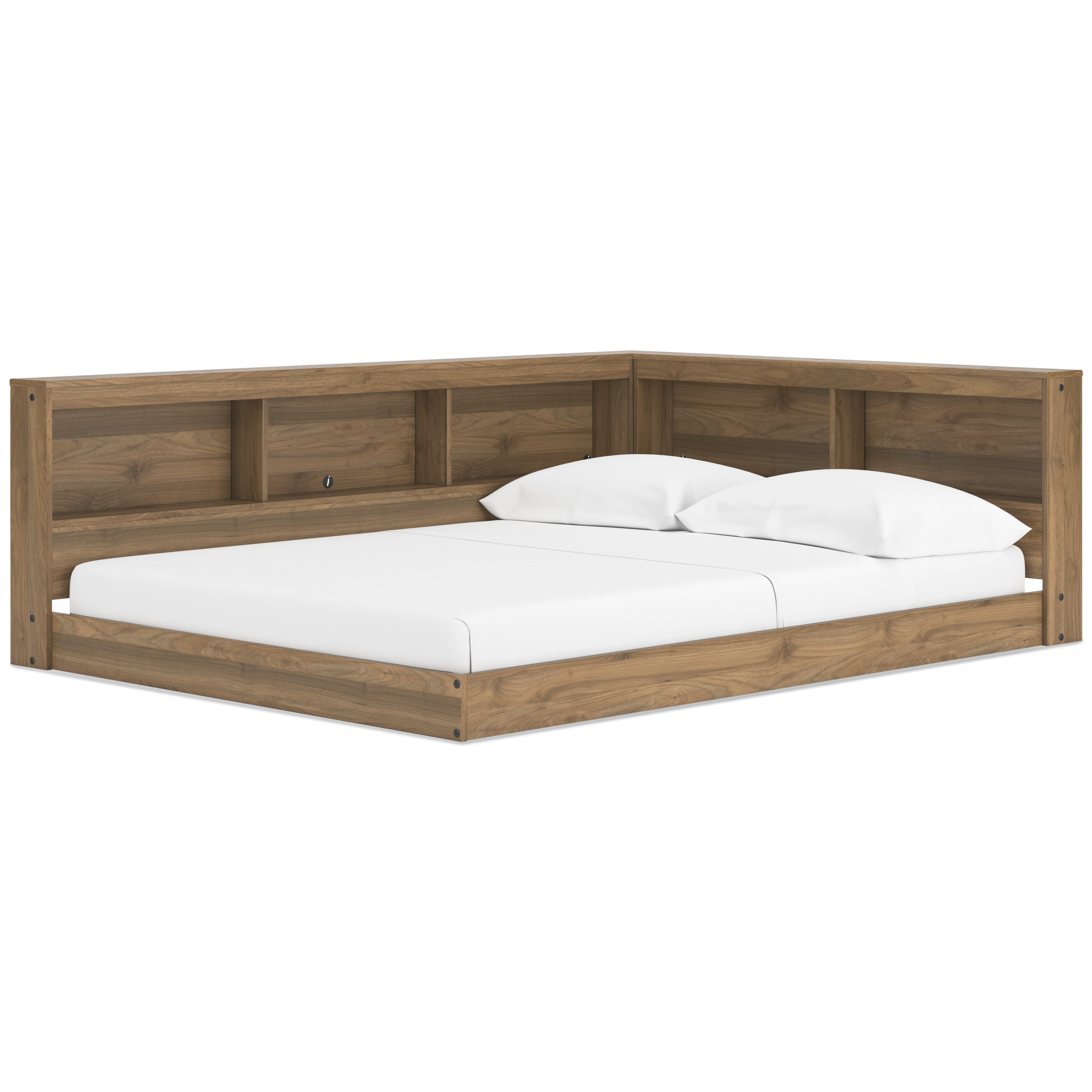 Deanlow Honey Youth Bookcase Corner Storage Bedroom Set – Luna