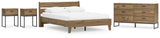 Deanlow Queen Platform Panel Bed with Dresser and 2 Nightstands in Honey from Ashley - Luna Furniture