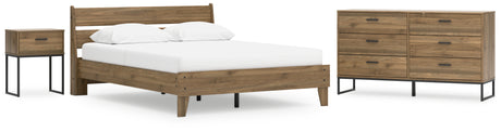 Deanlow Queen Platform Panel Bed with Dresser and Nightstand in Honey from Ashley - Luna Furniture