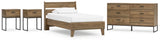 Deanlow Twin Platform Panel Bed with Dresser and 2 Nightstands in Honey from Ashley - Luna Furniture