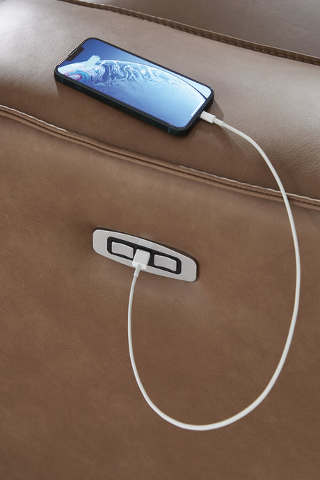 DeepWakes Caramel Power Recliner from Ashley - Luna Furniture