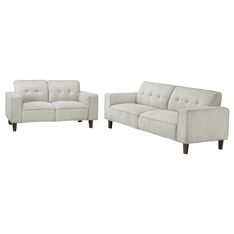 Deerhurst Beige 2-Piece Upholstered Tufted Track Arm Sofa Set from Coaster - Luna Furniture