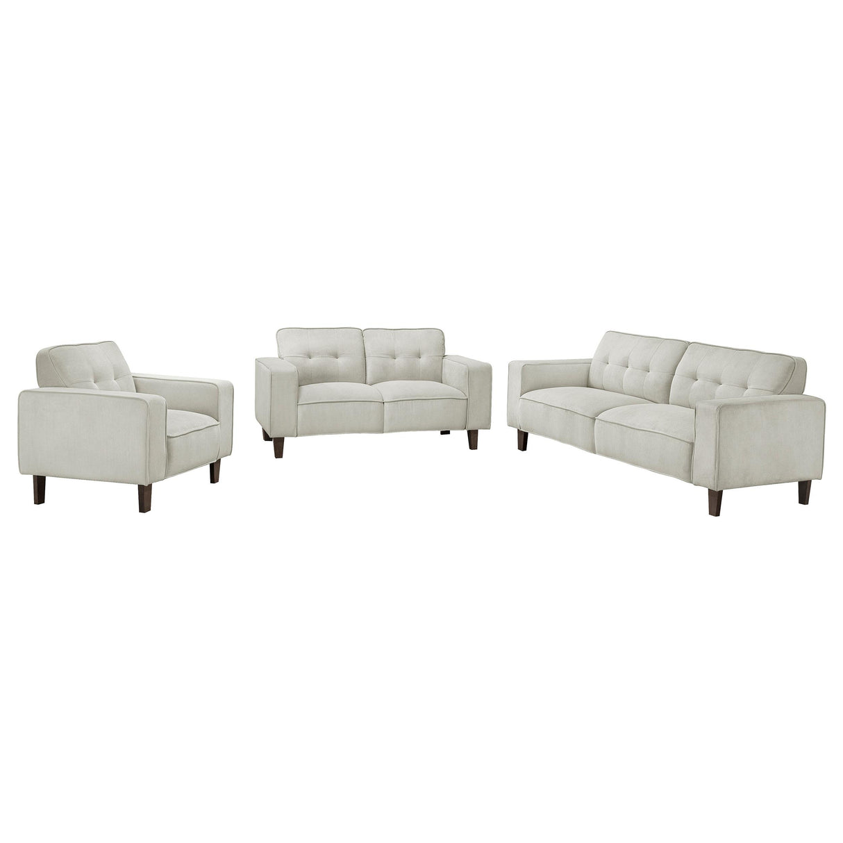 Deerhurst Beige 3-Piece Upholstered Tufted Track Arm Sofa Set from Coaster - Luna Furniture