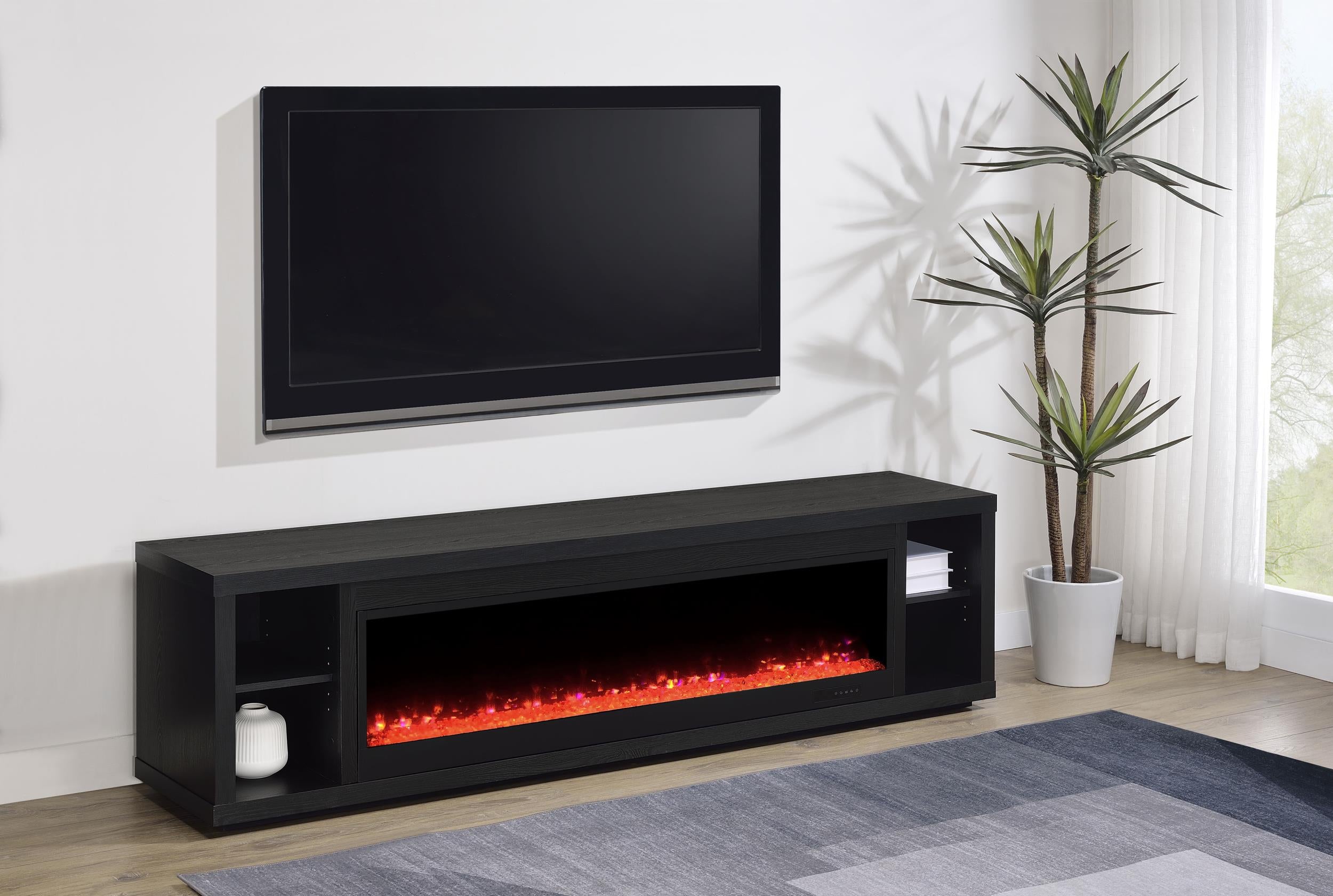 Coaster Deiter Black 79-inch TV Stand Fireplace Media Console