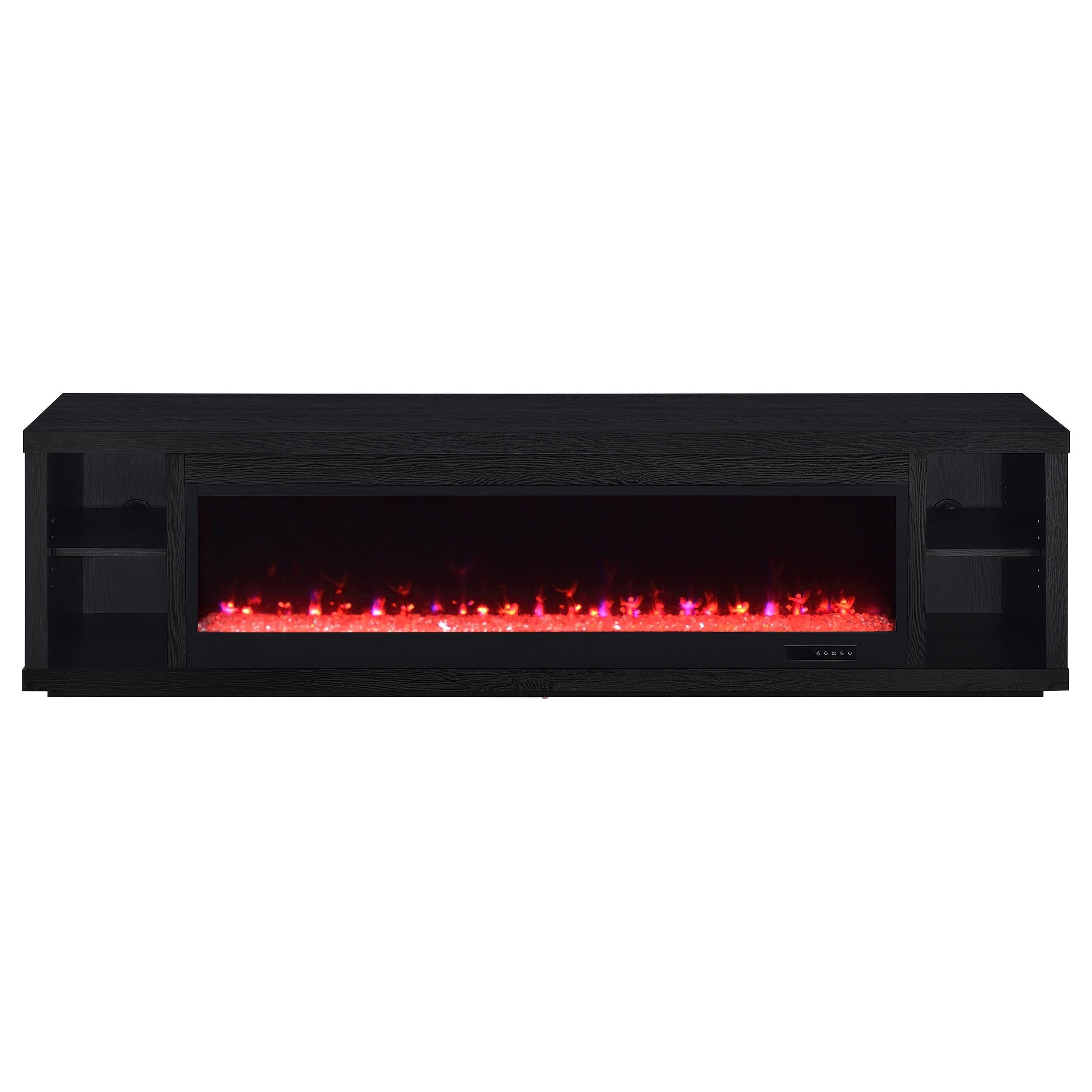 Coaster Deiter Black 79-inch TV Stand Fireplace Media Console