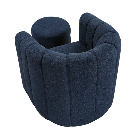 Delaney Blue Boucle Swivel Chair with Ottoman from Homelegance - Luna Furniture